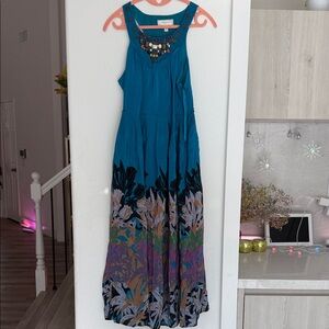 Moulinette Soeurs Blue and Black Floral Maxi Dress